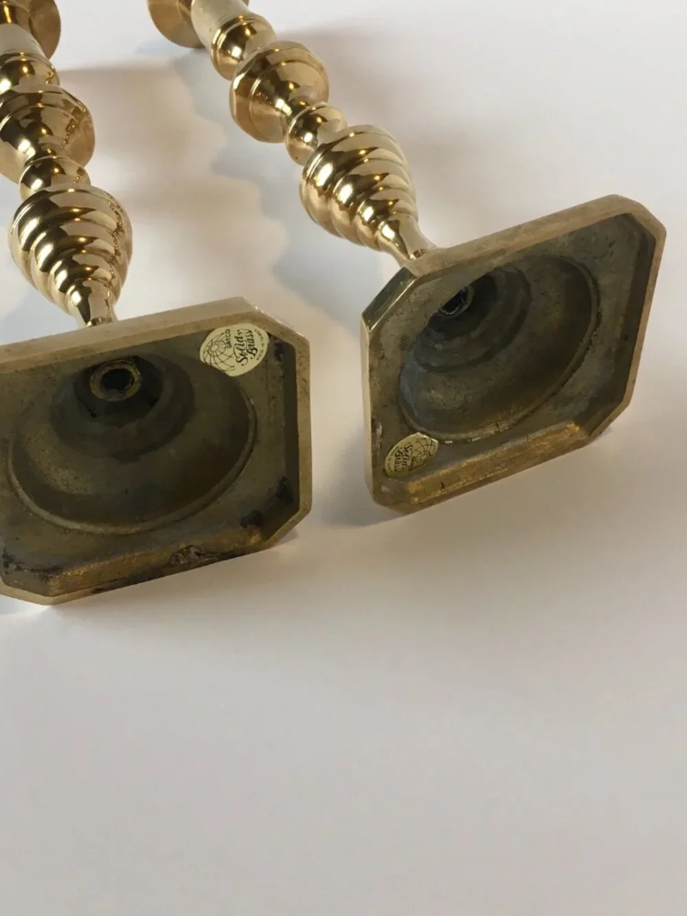 Vintage Brass Candlesticks Tapered Candle Holders a Pair Modern Cottagecore